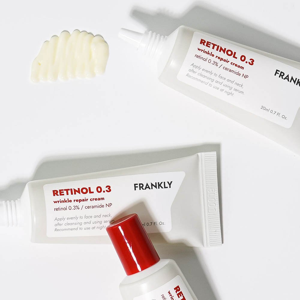 FRANKLY Retinol 0.3 wrinkle repair cream tubes (2) with red caps, 20ml, Seoulia skincare on Tampa Home & Garden Store