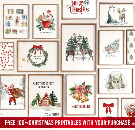 Vintage Christmas Tree Wall Art canvas collage in wooden frames by Tailored Canvases on Tampa Home & Garden Store