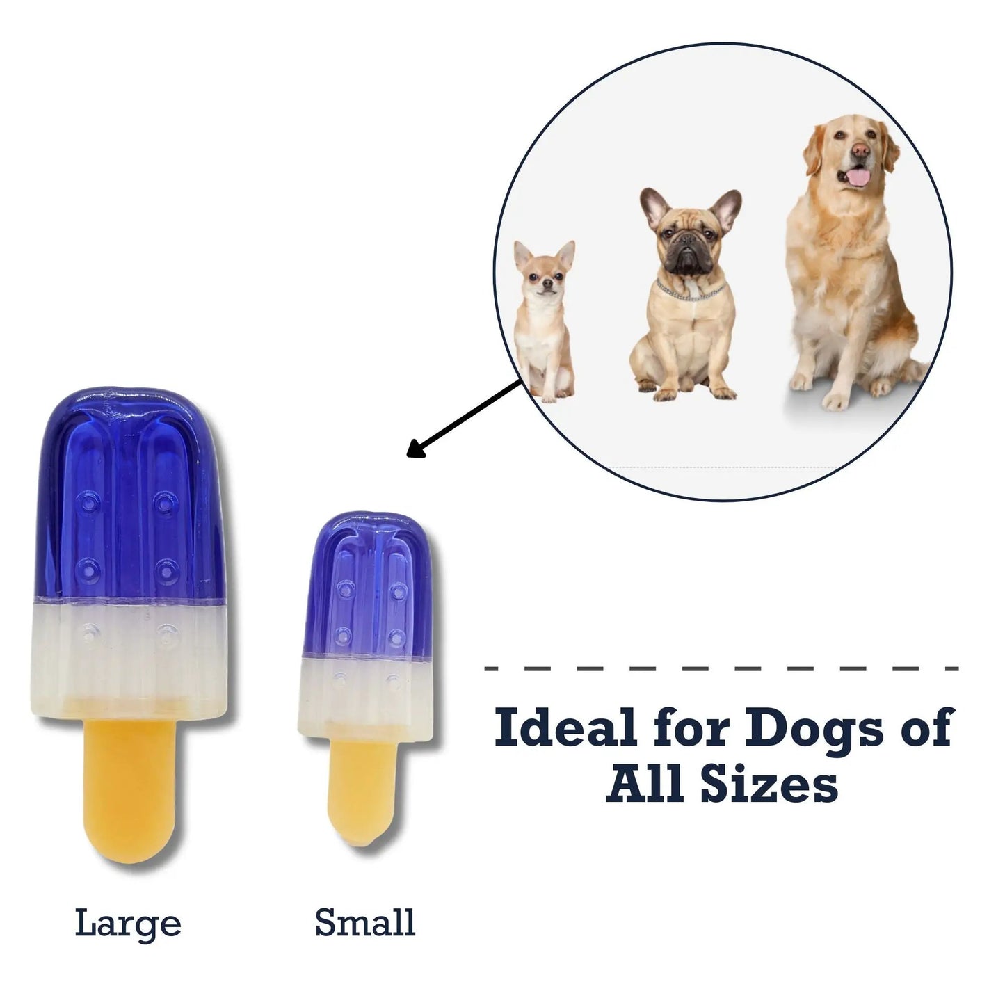 Two Popsicle Freezable Dog Toys blue cap clear body 100% natural rubber on Tampa Home & Garden Store