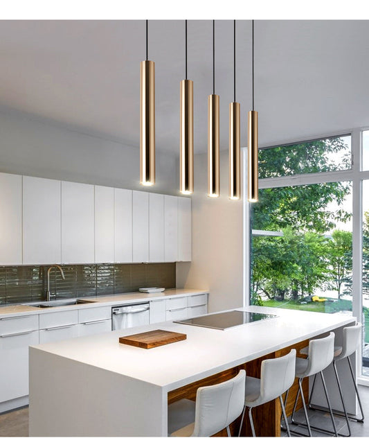 French Gold Long Cylindrical Chandelier - Tampa Home & Garden Store