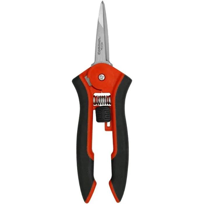 Corona hydroponic micro snip pruning tool with red/black handles and spring action on Tampa Home & Garden Store