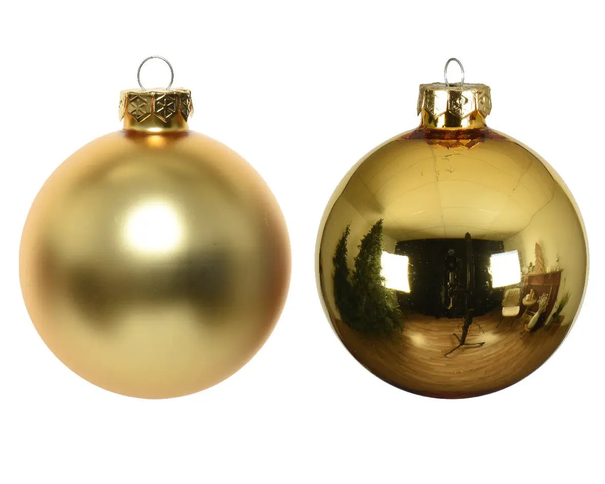 Gold glass Christmas ornaments 2.4 in, 2-piece set by The Country Christmas Loft on Tampa Home & Garden Store