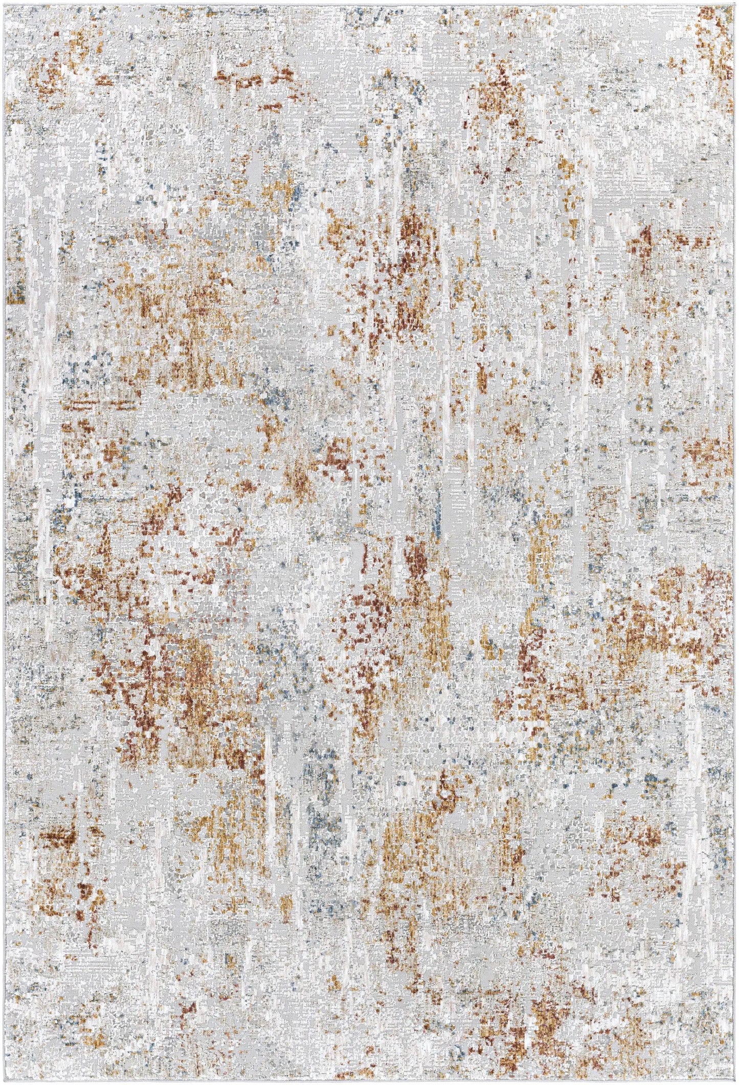 Fulham Textured Luxe Area Rug in Blue with gray and rust abstract accents Boutique Rugs on Tampa Home & Garden Store