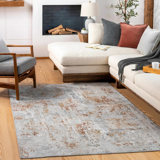 Fulham textured luxe blue area rug from Boutique Rugs in living room on Tampa Home & Garden Store