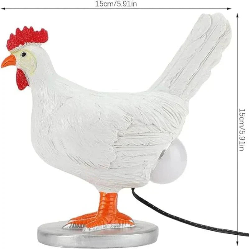 Chicken table lamp rooster with orange feet and red comb LED night light Easter decor on Tampa Home & Garden Store