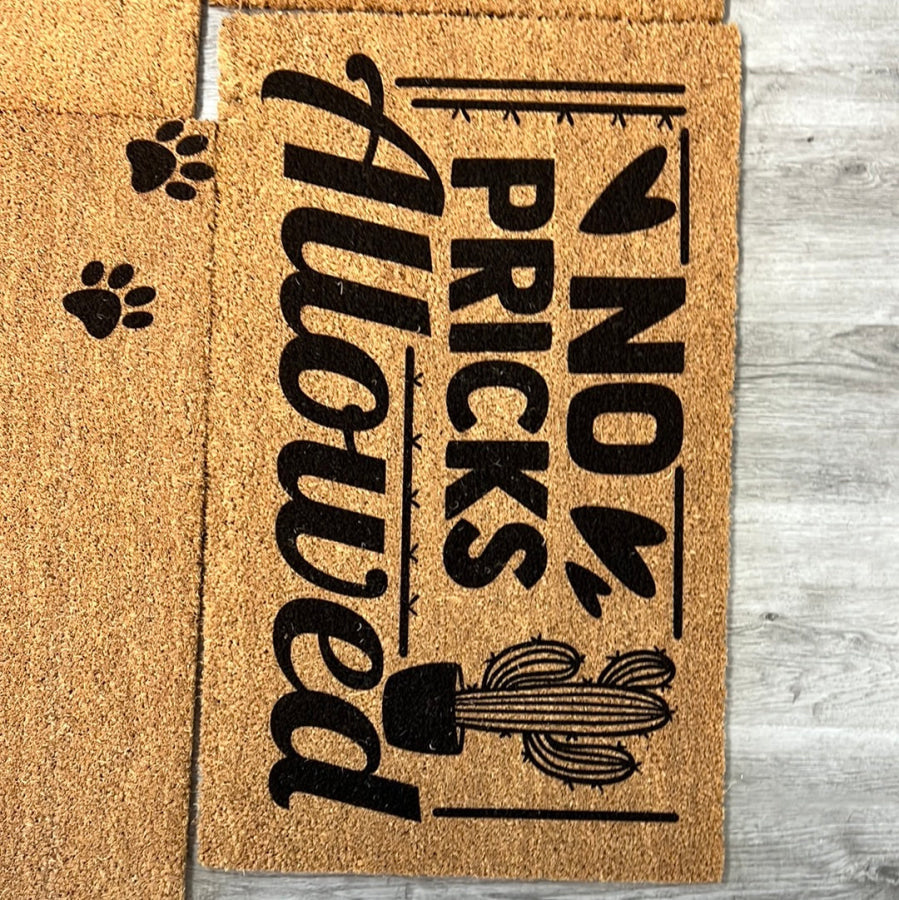 Funny Doormat, Housewarming Gift, Home Doormat, Coir Doormat, New Home Owner Gift, Welcome Doormat, Welcome Mat, Funny Front Door Mat, No Pricks Allowed- DECOE-CM-004