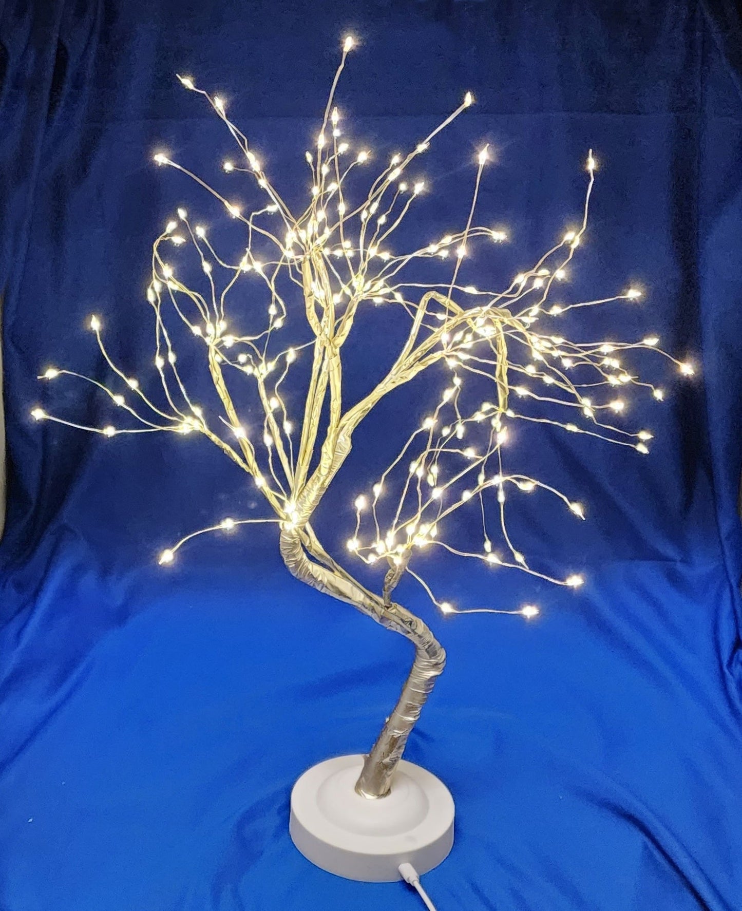Árbol bonsái de cobre de 24 pulgadas y 225 LED - Blanco cálido