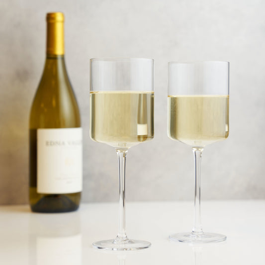 Laurel And Square Crystal White Wine Glasses