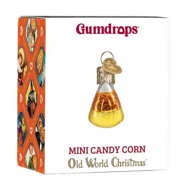 Gumdrop Mini Candy Corn Glass Ornament with gold cap in orange Gumdrops box on Tampa Home & Garden Store