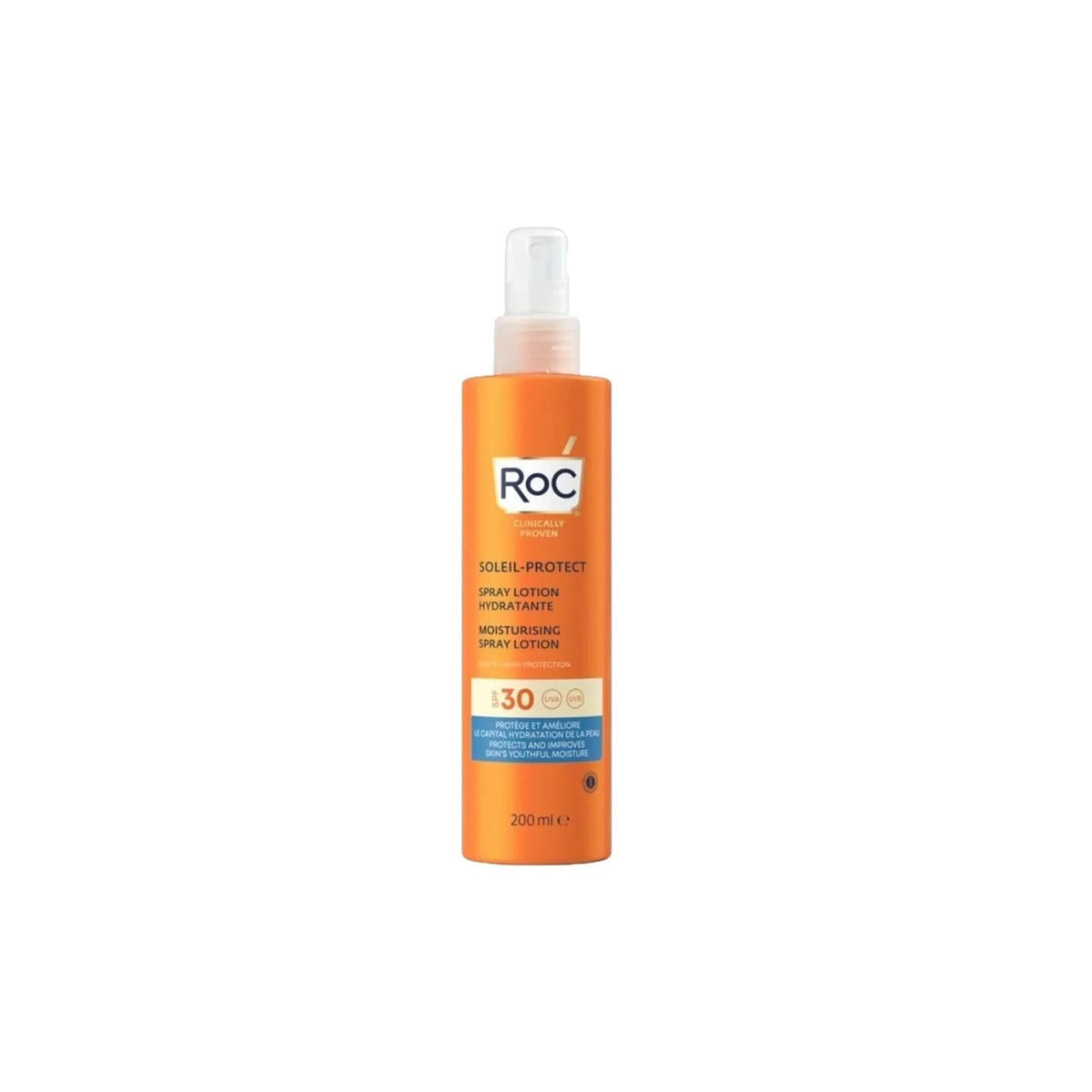 RoC Soleil-Protect spray lotion SPF30+ orange bottle 200 ml on Tampa Home & Garden Store
