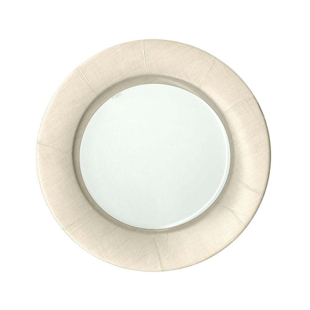 Caspari Linen Natural Salad Plate, cream linen-textured border with white center on Tampa Home & Garden Store