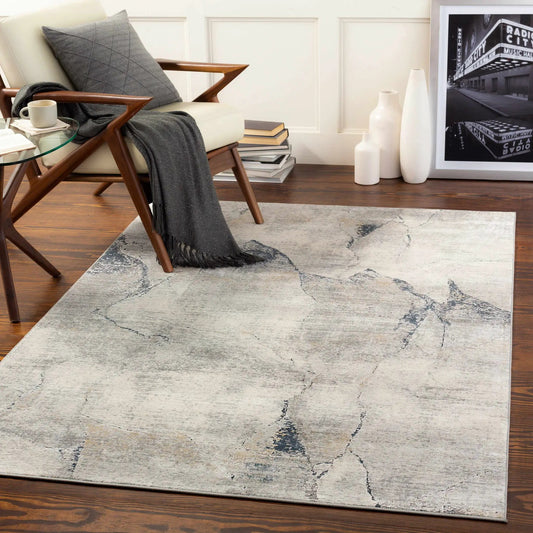 Gasquet Gray Marble Textured Luxe Rug with gray marble pattern for contemporary spaces on Tampa Home & Garden Store