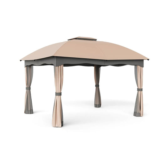 12 x 10 Feet Patio Canopy Double Vented Heavy Duty Steel Gazebo - Tampa Home & Garden Store