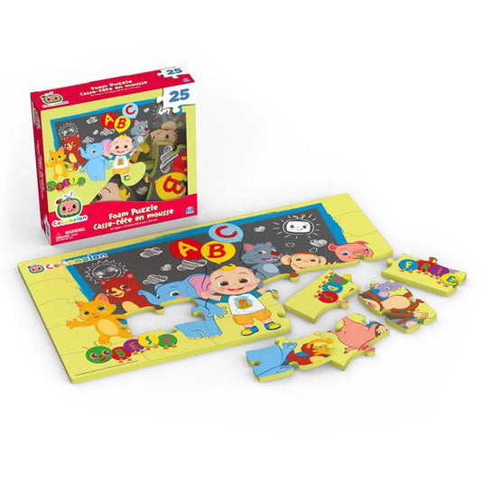 Cocomelon 25-piece foam puzzle for kids with a yellow board and playful cartoon characters on Tampa Home & Garden Store