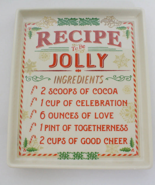 Stoneware Recipe Plate Be Jolly and Treats red text by The Country Christmas Loft on Tampa Home & Garden Store
