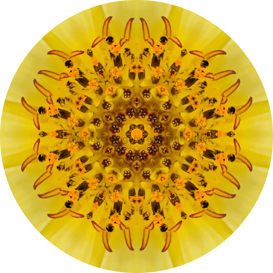 Centro de Flor Geométrico, Centro de Flor Amarillo DECOE-W-FC-0015, Centro de Flor de Madera de 6"
