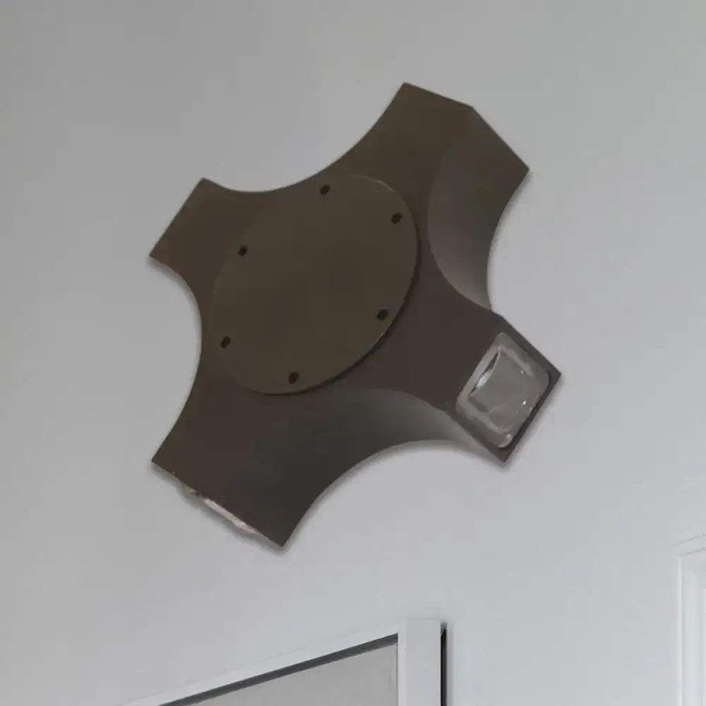 Bronze Geometric Wall Sconce, metal backplate with curved arms by Decorbites on Tampa Home & Garden Store
