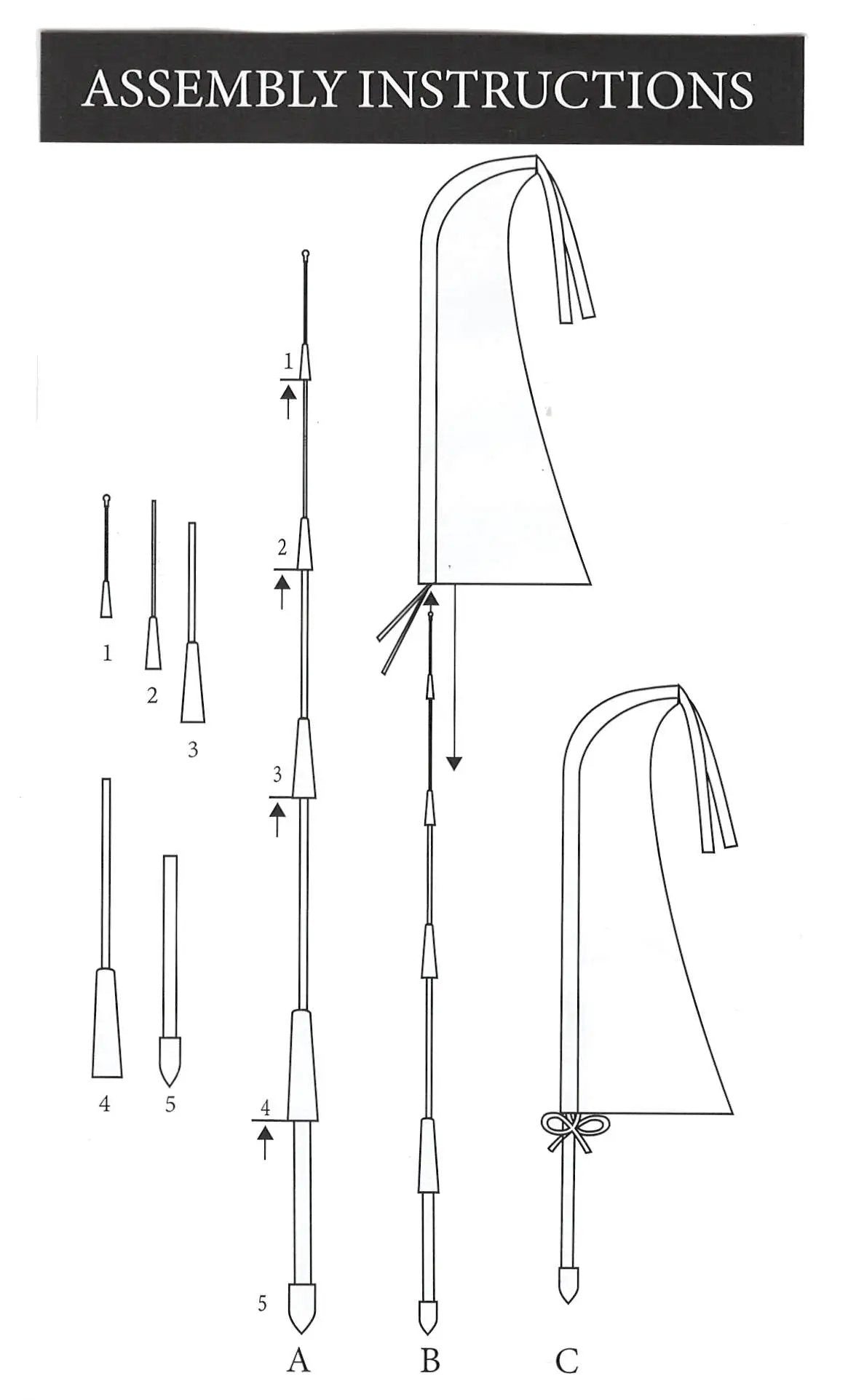 Americana 45 inch banner yard stake Uncle Sam decorative stake with assembly diagram on Tampa Home & Garden Store