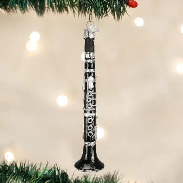Clarinet glass ornament, black with silver keys, by The Country Christmas Loft on Tampa Home & Garden Store