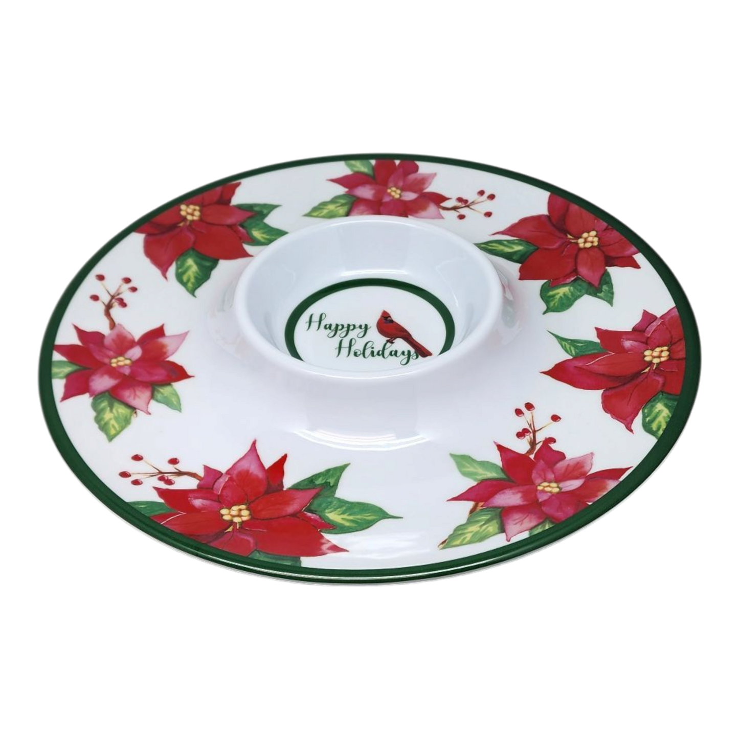 Plateau de chips et trempette aux poinsettias festifs