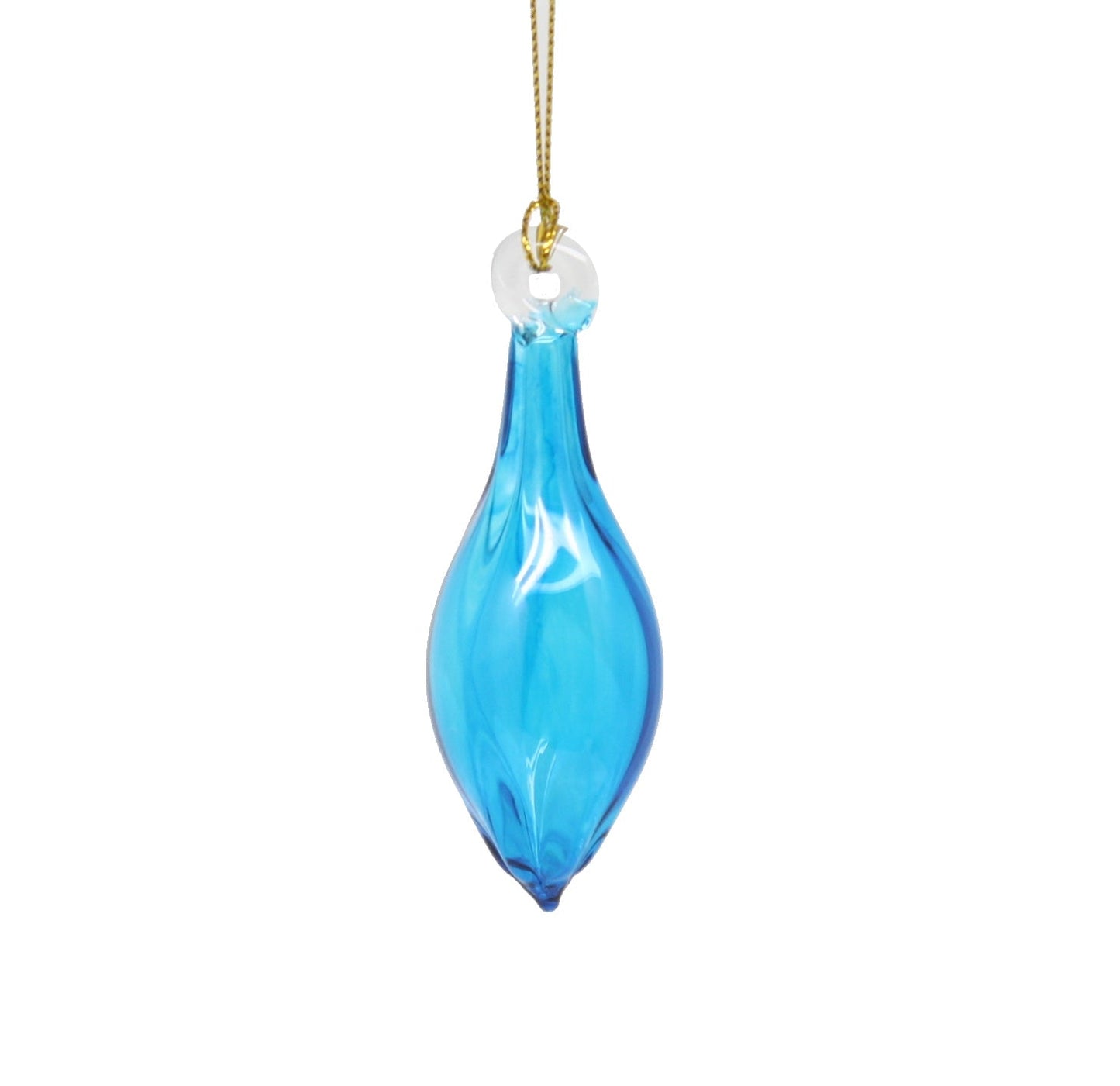 Ornement en verre soufflé en forme de larme - Turquoise - Renflement moyen