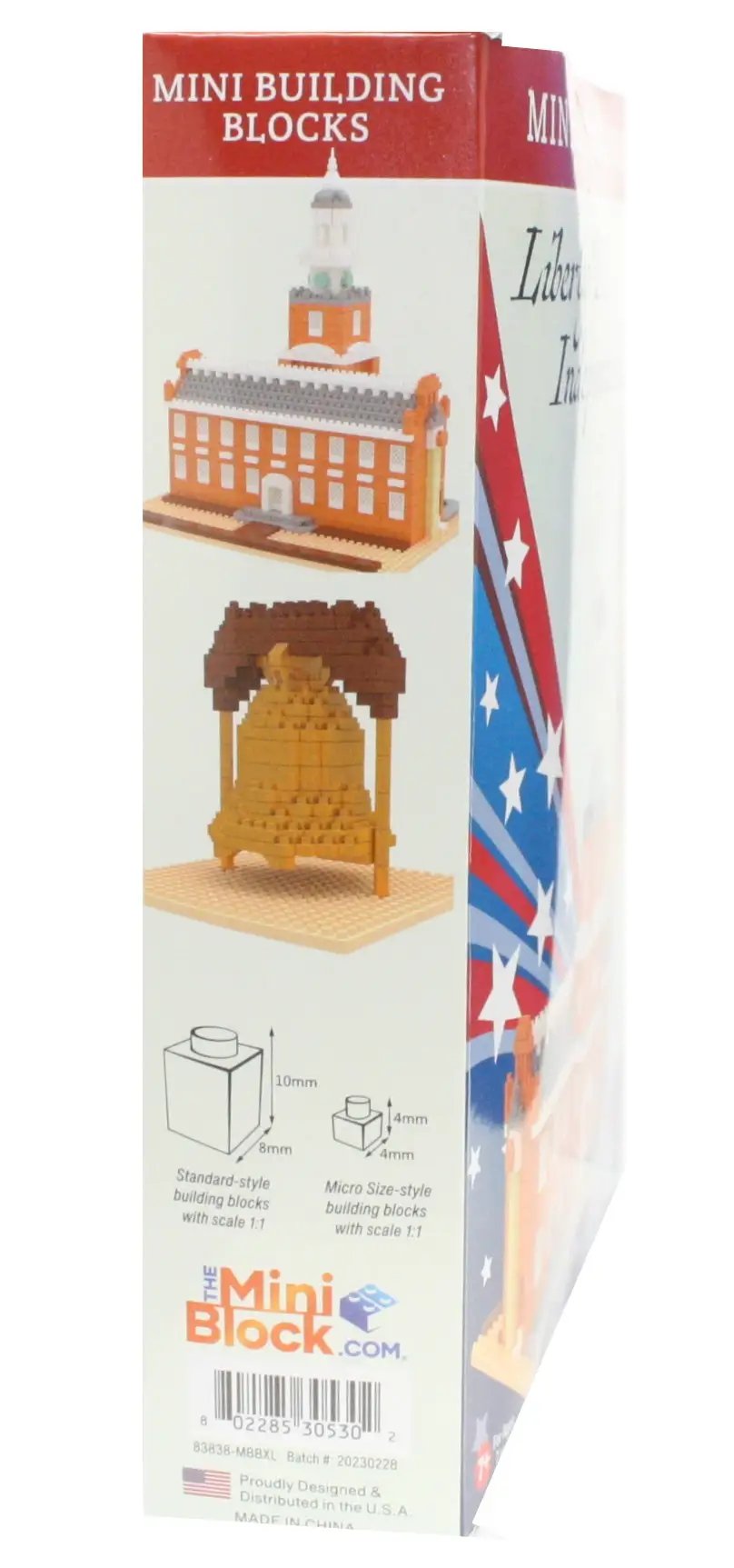 Liberty Bell and Independence Hall mini blocks set with orange hall model and brown bell sculpture on Tampa Home & Garden Store