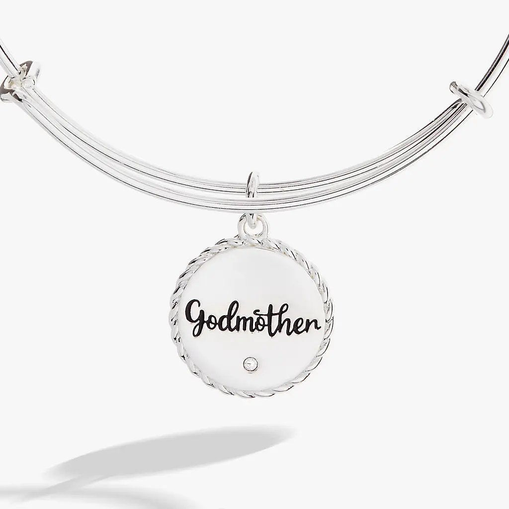 Godmother Charm Bangle With Engraved Crystal
