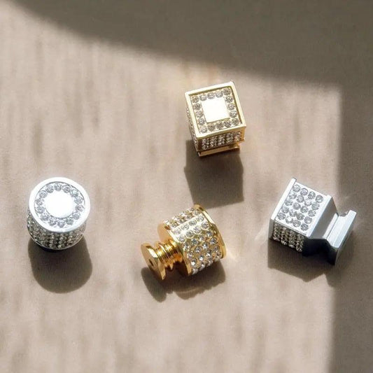 Gold and silver crystal-studded zinc alloy cabinet handles and knobs for wardrobe and drawers on Tampa Home & Garden Store