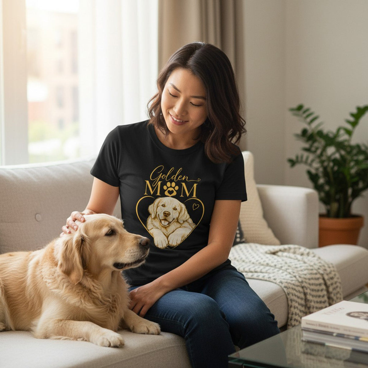 Golden Retriever Mom Graphic Tee for Women