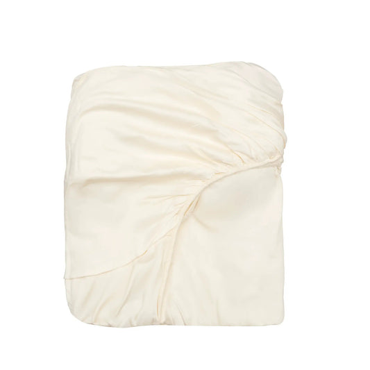 Organic Sateen Fitted Sheet ivory with elastic corner on Tampa Home & Garden Store