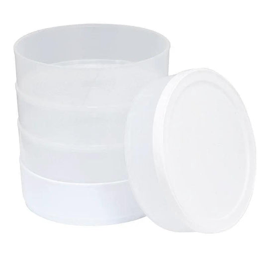 Kitchen Crop Round 4-Tray Seed Sprouting Kit by Grow Organic with white plastic trays and lid on Tampa Home & Garden Store