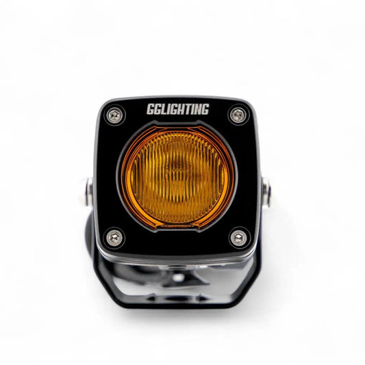 GP5 LED Pod Light amber lens, black bezel, four screws, GGLighting motor vehicle lighting on Tampa Home & Garden Store