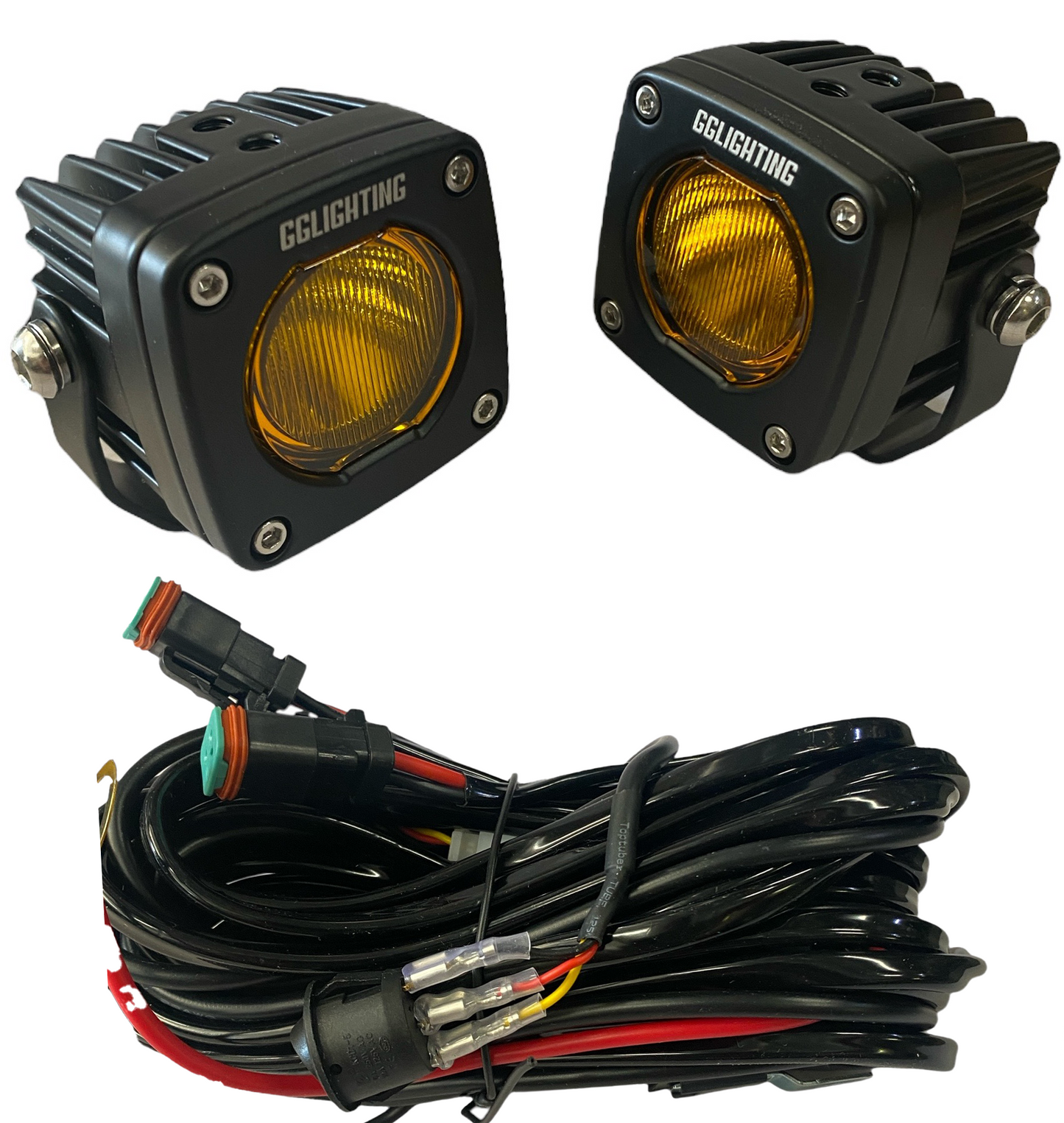 GP5 Offroad LED Pod bundle: black square pods with amber lens and wiring harness by GGLighting on Tampa Home & Garden Store