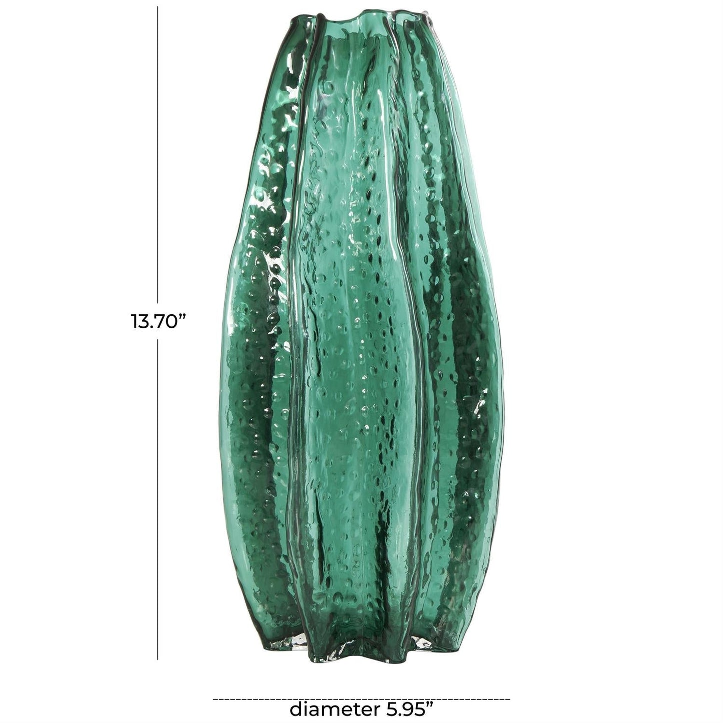 Green Glass Bubble Vase and Coastal Decor Piece