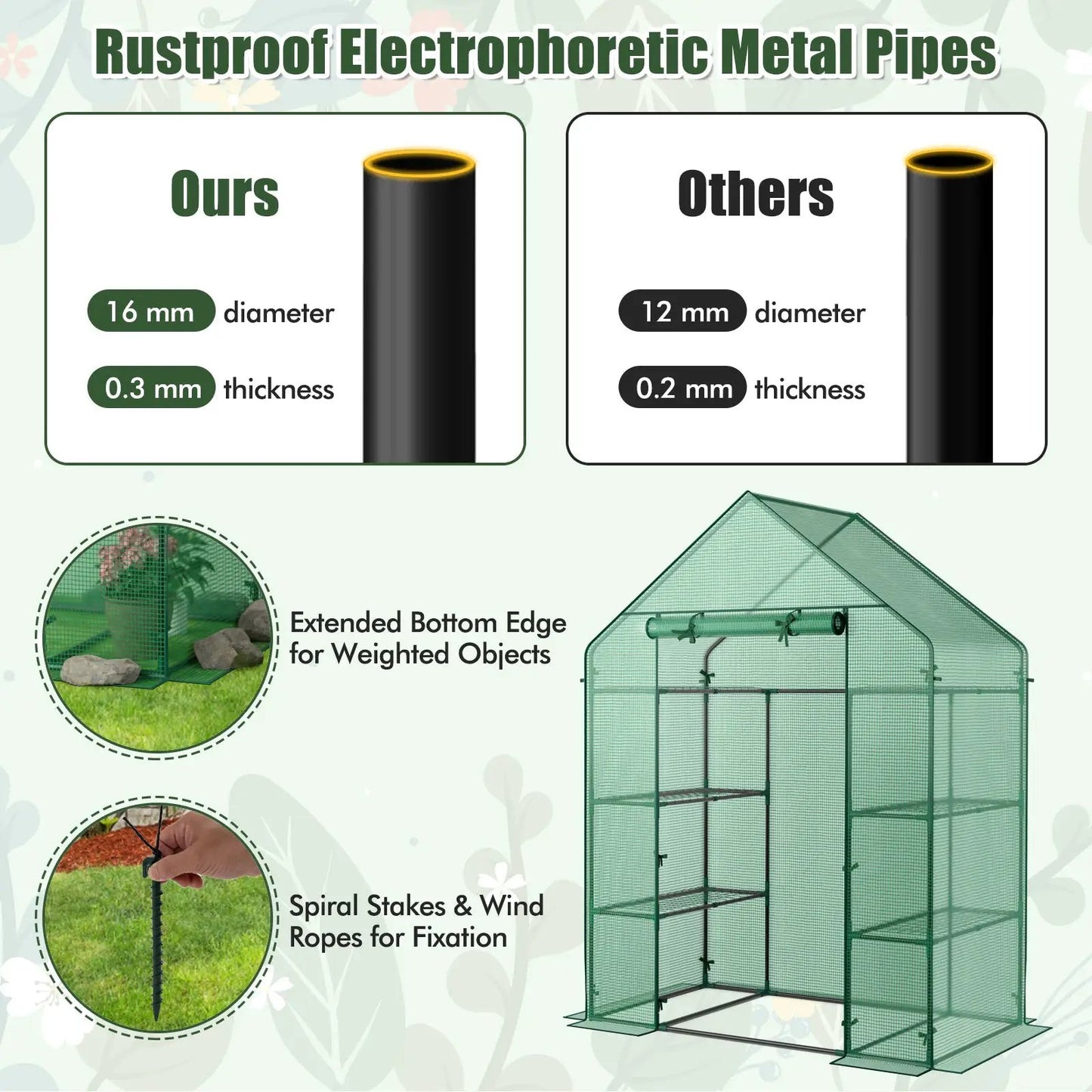 Portable 4 Tier Walk-In Plant Greenhouse with green frame and mesh panels DirectDeals on Tampa Home & Garden Store
