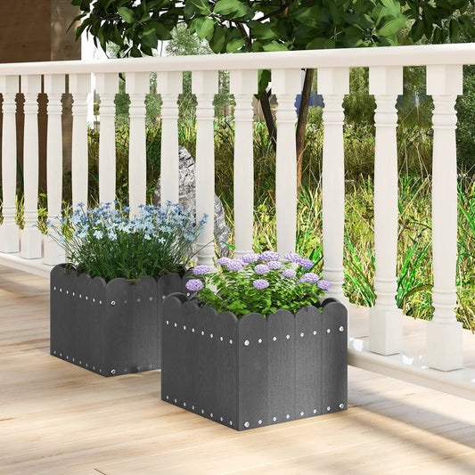 2 Pack Square Planter Boxes With Drainage Gaps