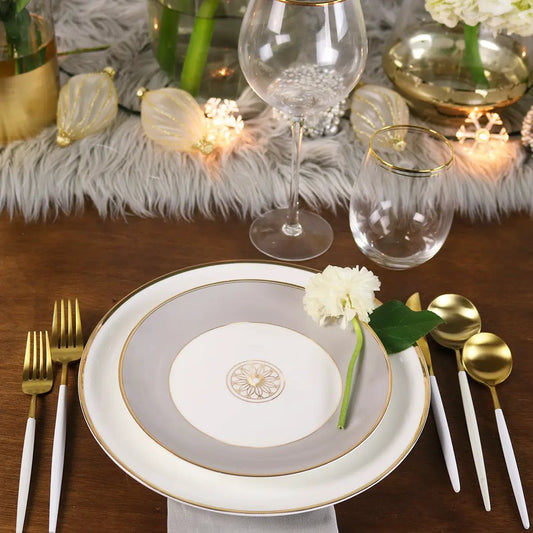 Diamond Jewel Salad Plate Set of 4 with gold border white porcelain on Tampa Home & Garden Store