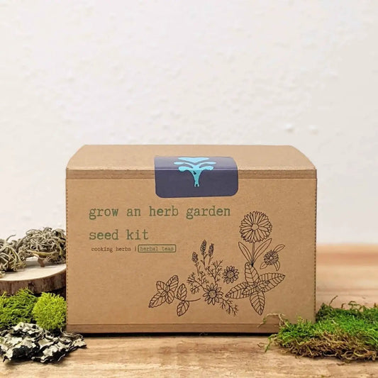 Grow an Herb Garden Herbal Teas seed kit in a kraft box with botanical illustration on Tampa Home & Garden Store