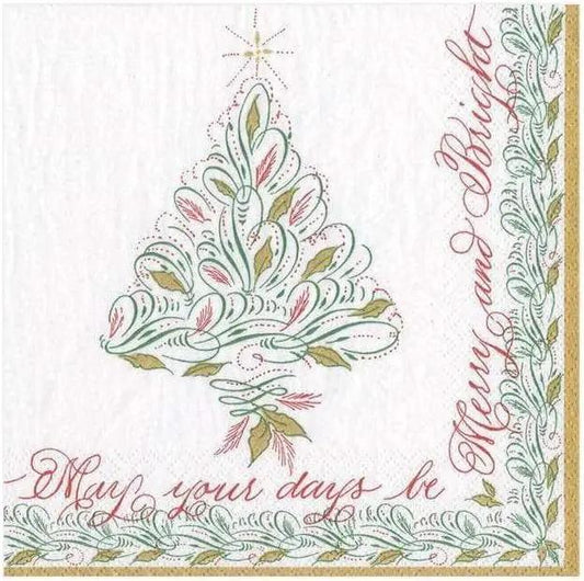 Christmas Calligraphy Paper Cocktail Napkins - Tampa Home & Garden Store