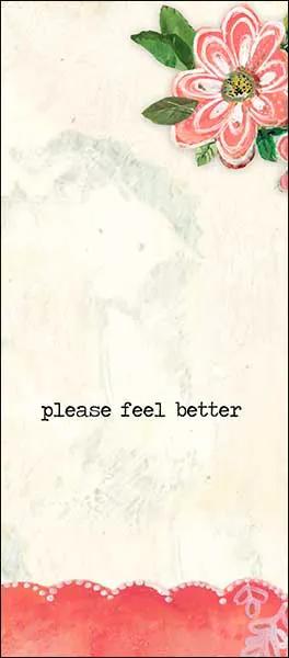 Hope and Healing Get Well Card with Glitter, pink flower, white background, red lace border on Tampa Home & Garden Store