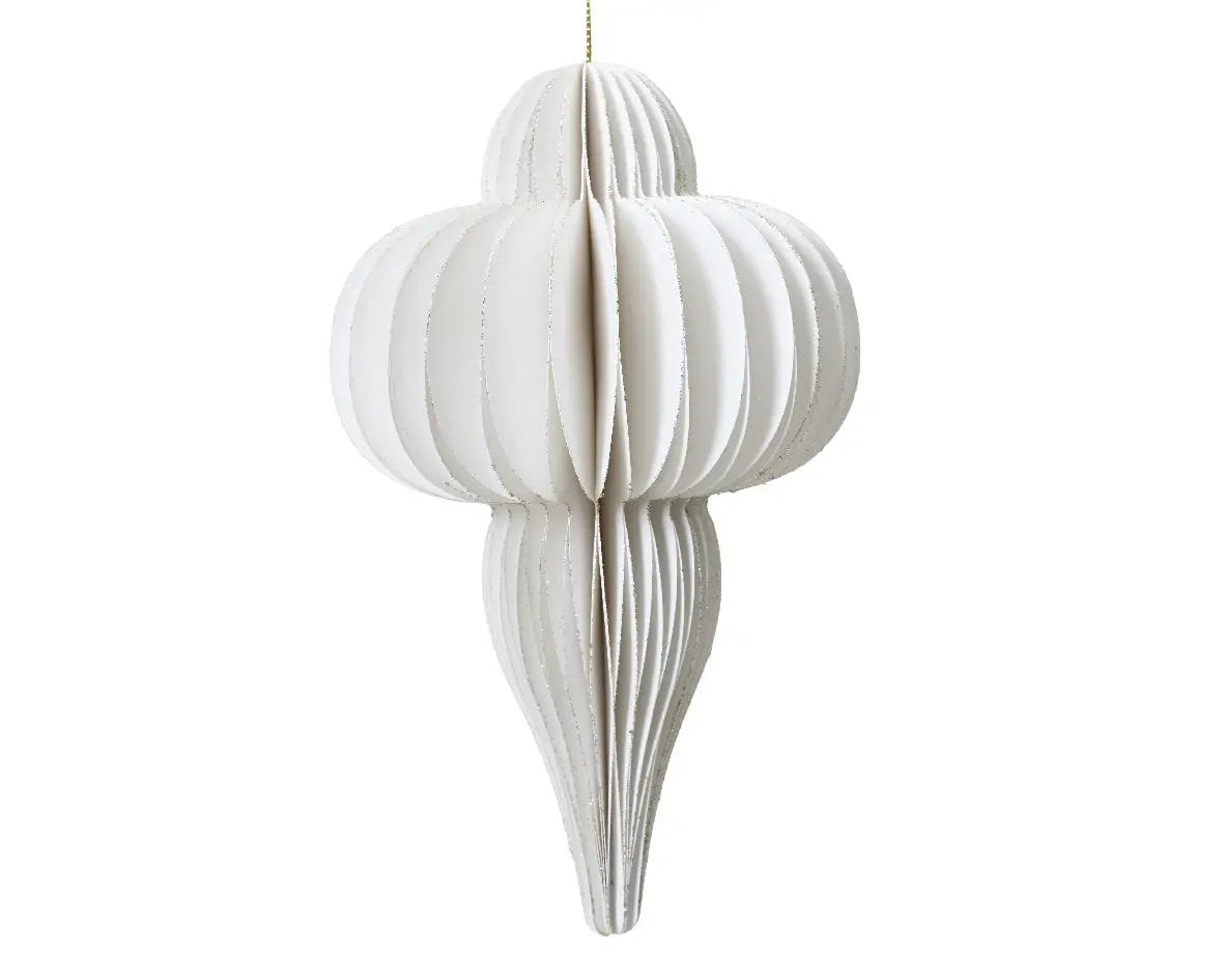 Finial honeycomb paper ornament white 16 inch decorative Christmas decor on Tampa Home & Garden Store