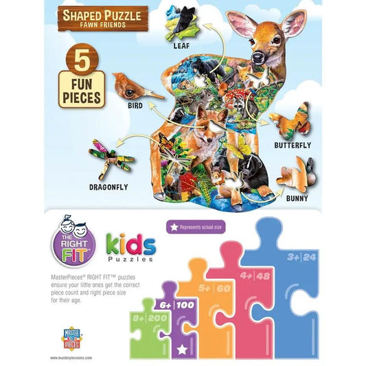 Fawn Friends Shaped Puzzle 100 Piece, colorful animal jigsaw by The Country Christmas Loft on Tampa Home & Garden Store