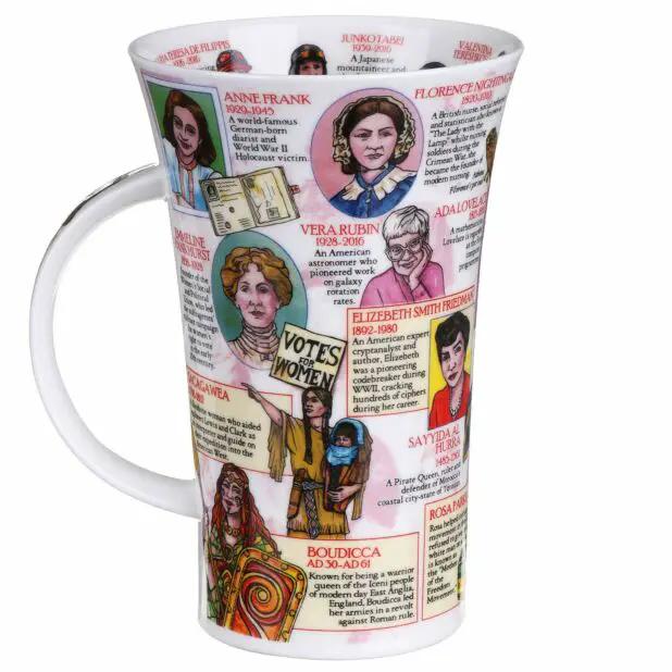 Women Who Changed the World Fine Bone China Mug, colorful collage of women, Dunoon Glencoe on Tampa Home & Garden Store