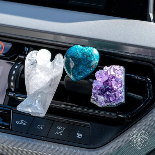 Guardian Angel Car Crystals of Protection blue heart amethyst cluster on dash on Tampa Home & Garden Store
