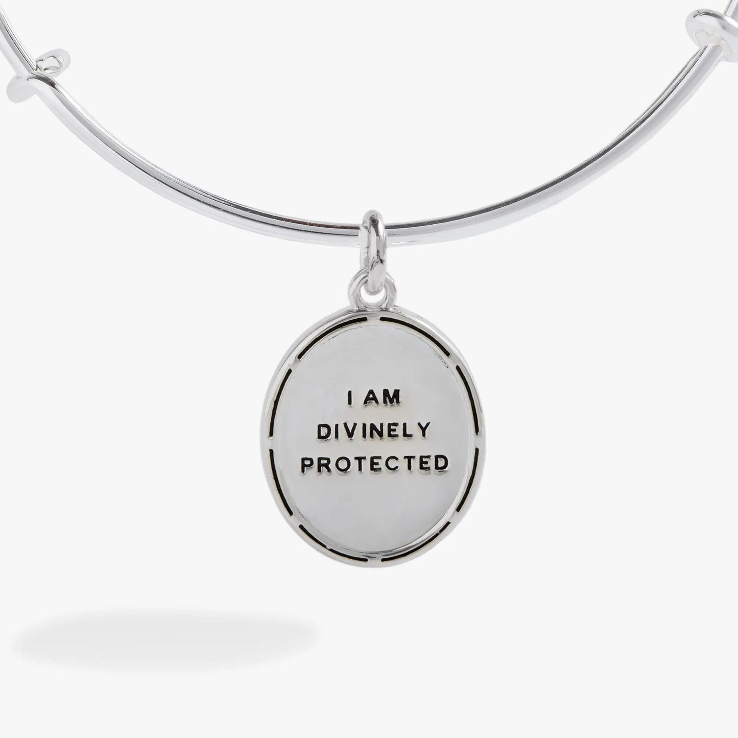 Two-Tone Guardian Angel Bangle With Wings Charm