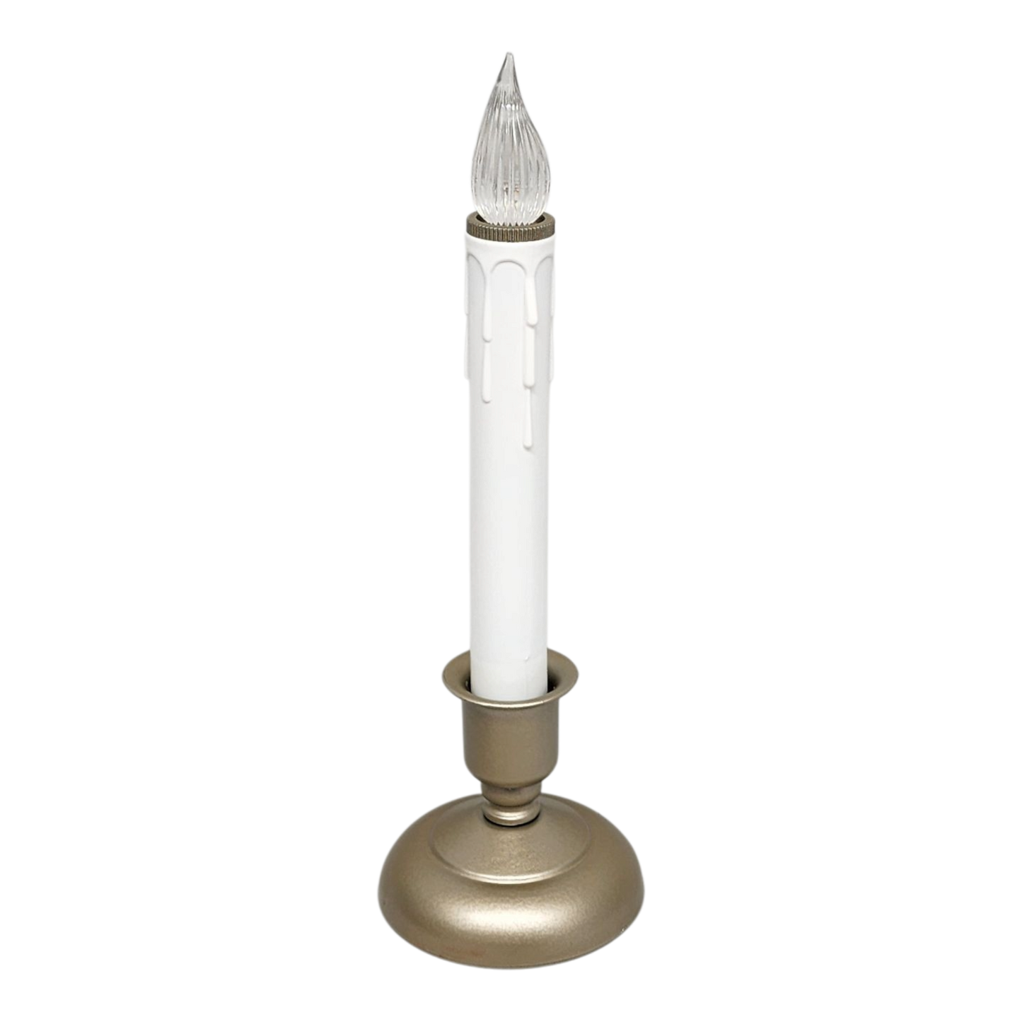 Cape Cod LED Window Candle Pewter base with clear ribbed flame tip on Tampa Home & Garden Store