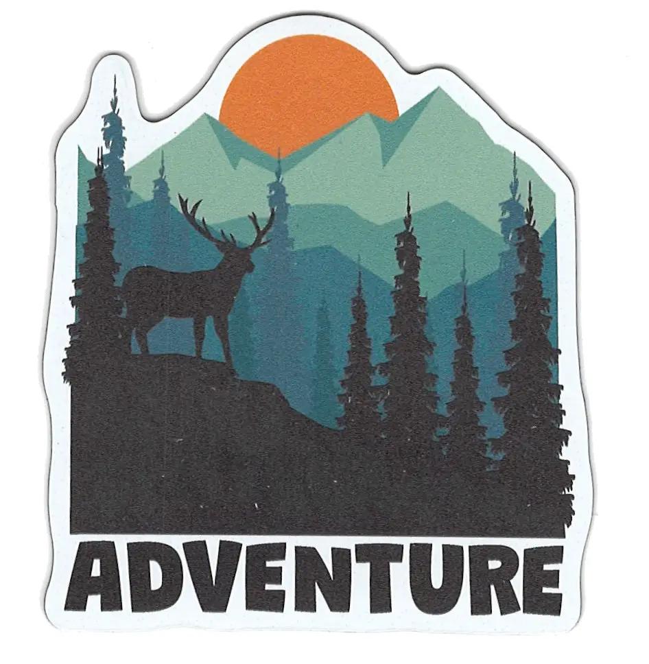 Small Flex Magnet Adventure Elk in Woods with orange sun over mountains black silhouette on Tampa Home & Garden Store