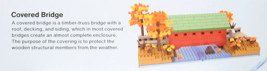 Mini Building Blocks Covered Bridge Kit red brick walls, green roof The Country Christmas Loft on Tampa Home & Garden Store