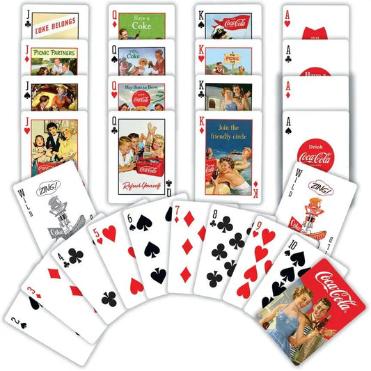 Coca-Cola vintage design playing cards deck with retro ads and Coke branding on Tampa Home & Garden Store