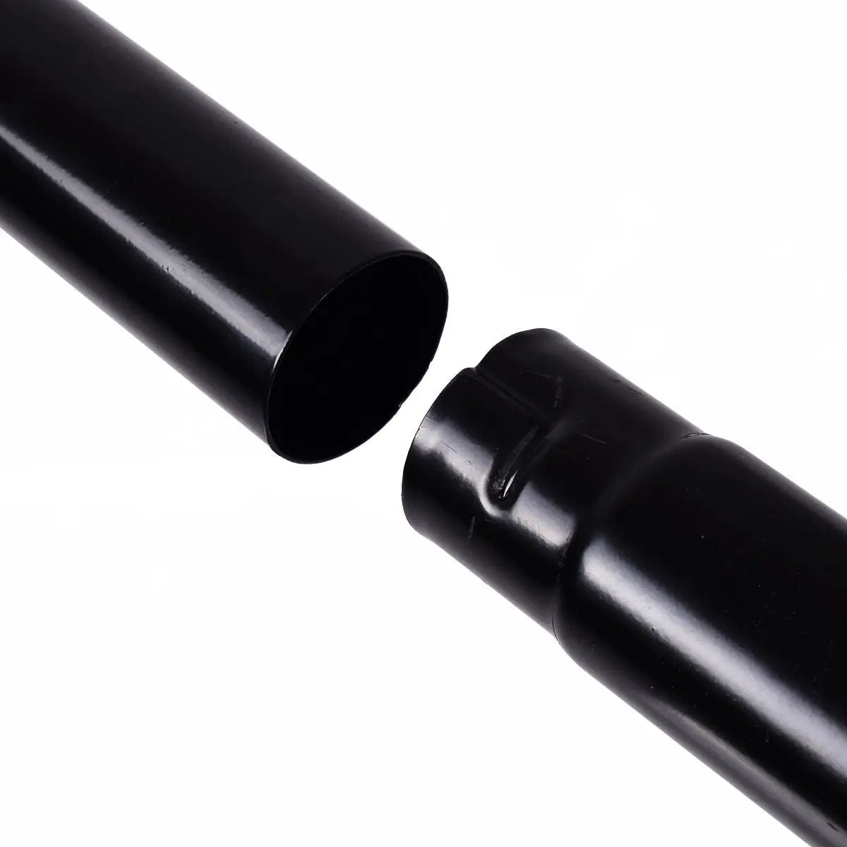 Black metal coat rack tube joint close-up with hollow tube and connector on Tampa Home & Garden Store